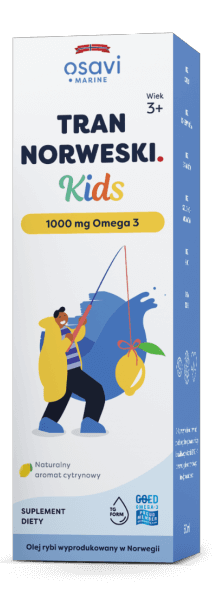 Norwegischer Trank Kids Osavi Omega 3 mit Zitronengeschmack, 50 ml Flasche, für Kinder, enthält 1000 mg Omega 3.