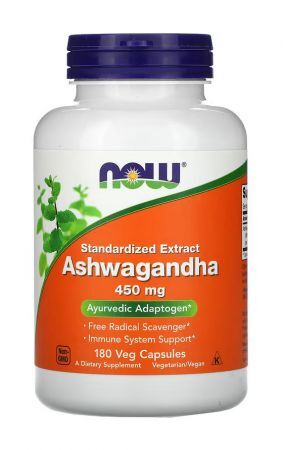Natürliche Ashwagandha-Kapseln von NOW FOODS, 450 mg mit 25 % Withanolide, 180 Kapseln, für Stressabbau und Wohlbefinden