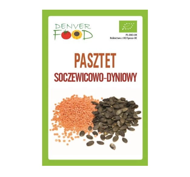 Glutenfreie Linsen- und Kürbispastete von DENVER FOOD, BIO, 200 g, mit frischen Linsen und Kürbissen im Glas.