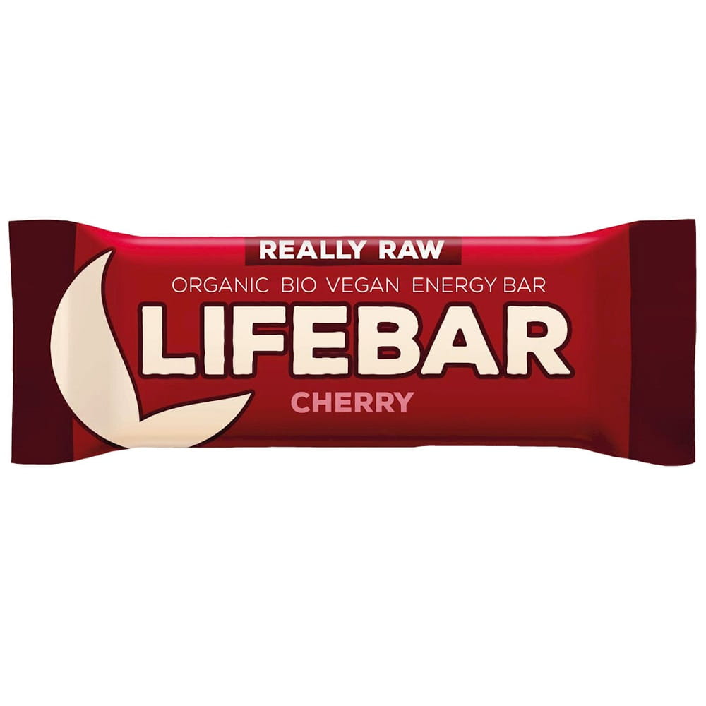 Roher, getrockneter Kirschenriegel von LIFEFOOD, glutenfrei, BIO, 47 g, Nahaufnahme des Frucht-Riegels