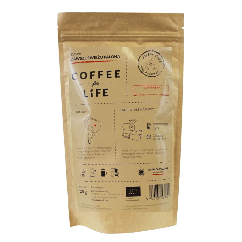 Kaffee 100% Arabica, gemahlenes Brasilien BIO 200 g - ALE EKO CAFE