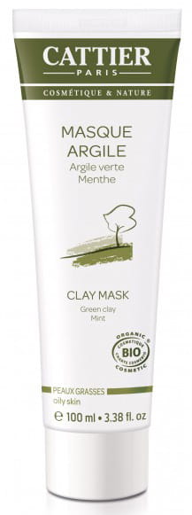 Tonmaske für fettige Haut von CATTIER, 100 ml, mit natürlicher Reinigung und klärender Wirkung, in einer weißen Packung.