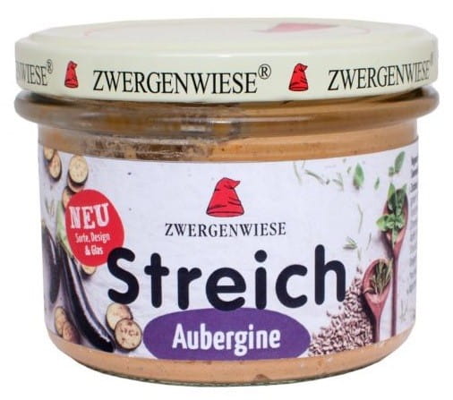 Glutenfreie Bio-Sonnenblumenpaste mit Auberginen von ZWERGENWIESE, 180 g, cremige Dip- oder Brotaufstrich in Glas
