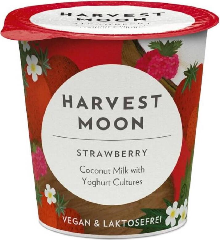 Glutenfreies Kokos-Erdbeere Dessert von HARVEST MOON, biologisch, 125 g, cremige Konsistenz, fruchtige Erdbeere und Kokosnuss