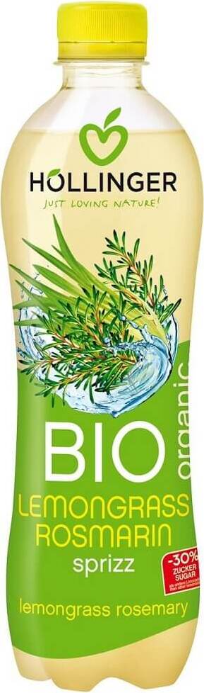 Sprudelgetränk Zitronengras-Rosmarin BIO in 500 ml Flasche, erfrischendes Mineralwasser mit natürlichen Kräuteraromen, HÖLLINGER
