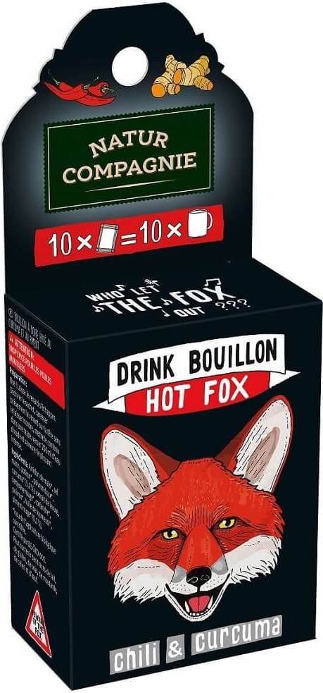 Bio Trinkbrühe in Sachets mit Chili und Kurkuma von NATUR COMPAGNIE, 10 x 7 g, in einzelnen Beuteln sichtbar
