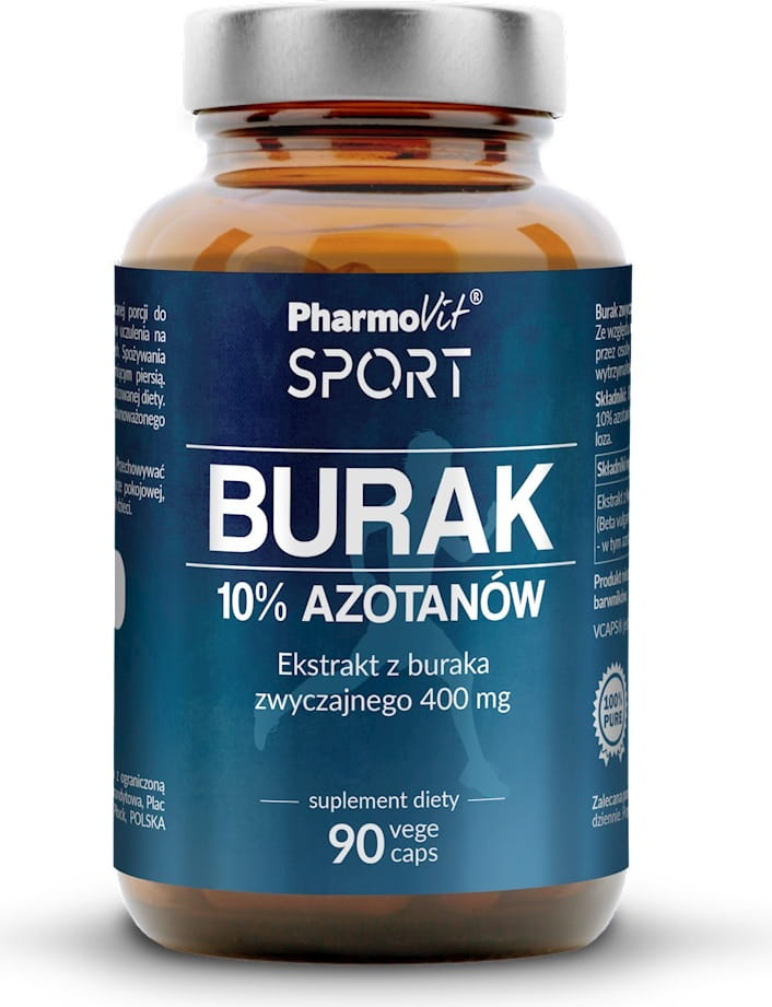 Rote Bete Kapseln von PHARMOVIT SPORT, 90 Stück, 513 g, Nahaufnahme der roten Kapseln in einer Verpackung.