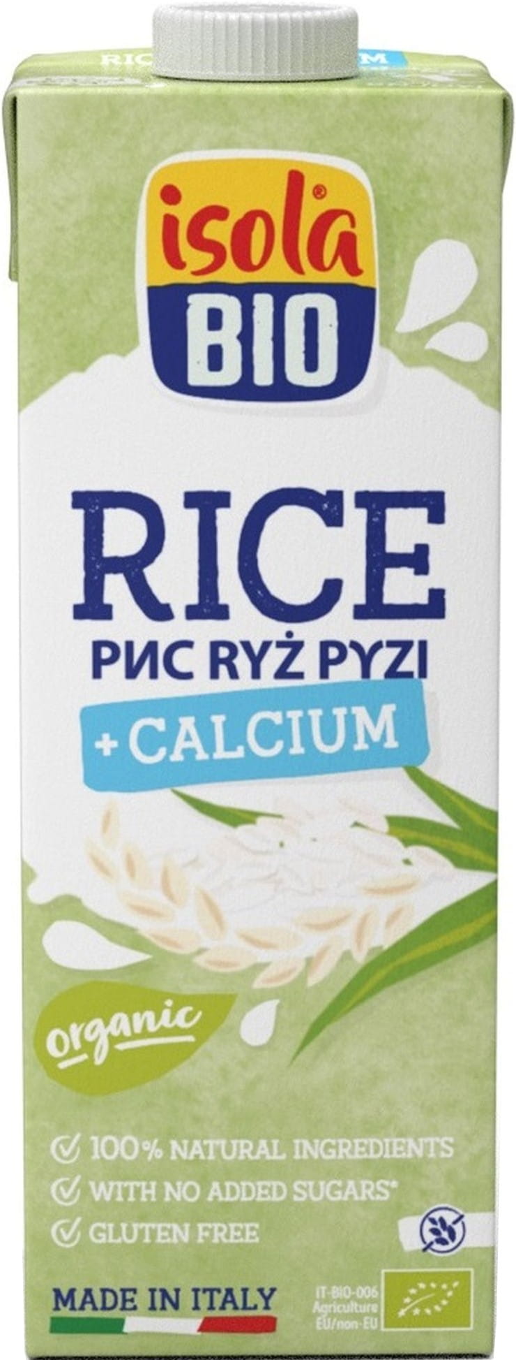 Reisgetränk mit Calcium von ISOLA BIO, glutenfrei und biologisch, in einer 1000 ml Flasche.