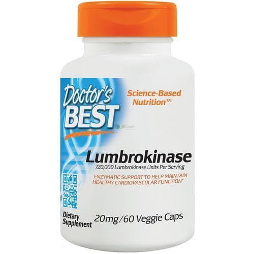 Lumbrokinase 20 mg Kapseln von DOCTOR'S BEST, 60 Stück, zur Unterstützung der Durchblutung und Herzgesundheit.