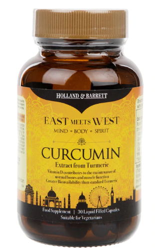 HOLLAND & BARRETT Kurkumin-Kurkuma-Extrakt, 30 Kapseln, gelbe Kapseln mit Kurkuma-Wurzel in der Dose