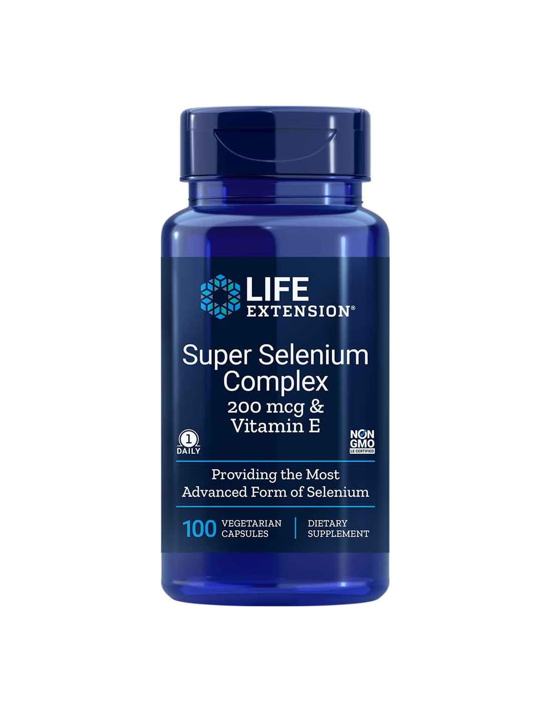 Lebensverlängerung: LIFE EXTENSION Selen Super-Selen-Komplex in 100 Kapseln, Nahaufnahme der Kapseln und Verpackung