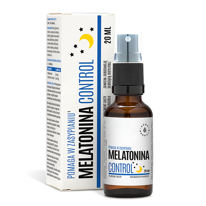 AURA HERBALS Melatonin-Kontrolle und Melissenextrakt-Aerosol, 20 ml, Flasche mit Sprayverschluss auf weißem Hintergrund