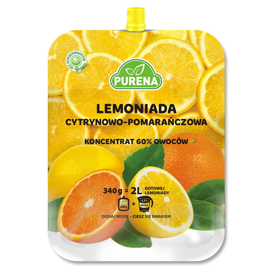 Zitronen-Orangen-Limonadenkonzentrat von PURENA in 340g Dose, flüssiges Getränkekonzentrat mit Zitronen- und Orangengeschmack
