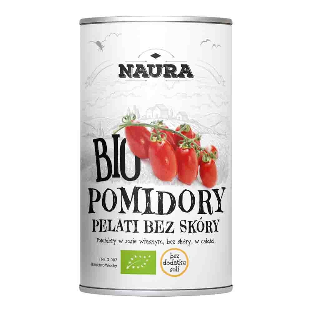 Ganze Bio-Tomaten Pelati von NAURA, ohne Haut, in 400 g Dose, frische rote Tomaten für Kochen und Saucen.