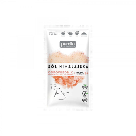 Himalaya-Salz von PURELLA FOOD in 200 g Packung, zeigt grobe Kristalle mit Mineralien, ideal zum Würzen und Kochen