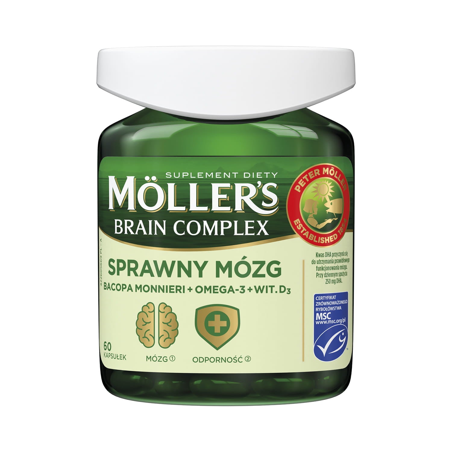Effizienter Gehirnkomplex von MOLLER'S MOLLERS in 60 Kapseln, enthält Nährstoffe für geistige Leistungsfähigkeit