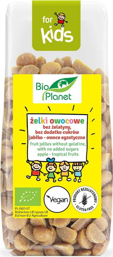 Fruchtgummis ohne Gelatine ohne Zuckerzusatz Apfel - exotische Frucht BIO 100 g - BIO PLANET - Biogo.de