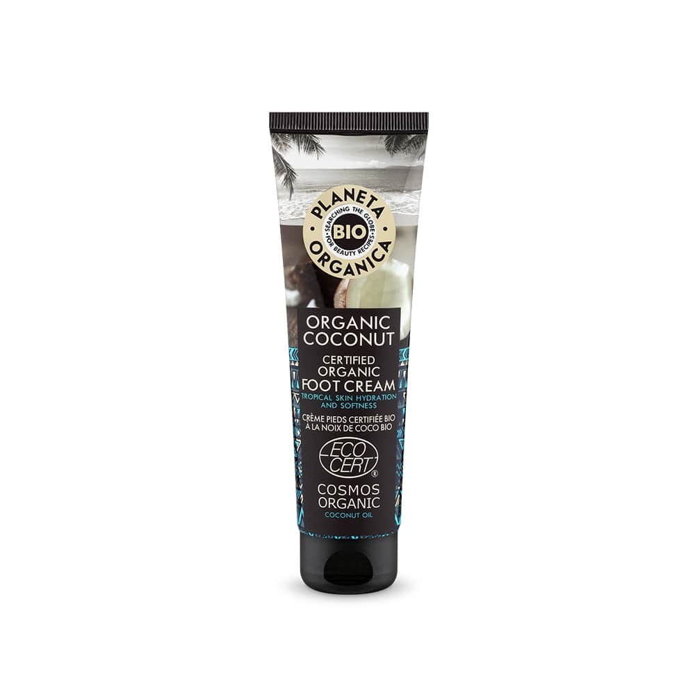 Feuchtigkeits-Fußcreme von EUROBIO LAB mit Bio-Kokosnuss, glättet und pflegt die Füße, 75 ml.