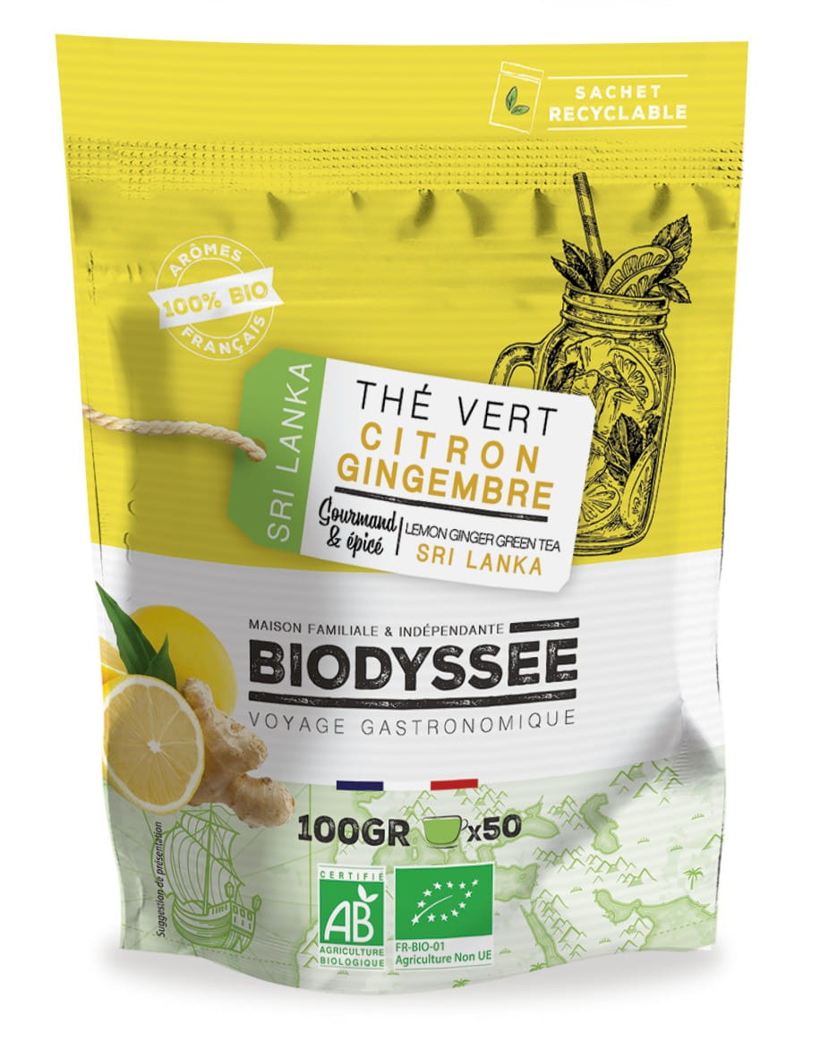 Grüner Tee mit Ingwer und Zitrone 100g ECO BIODYSSEE - Biogo.de
