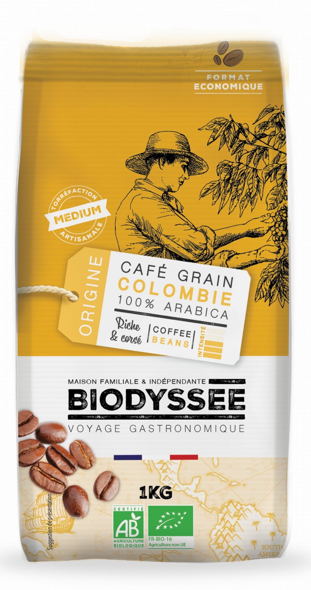 Kaffee 100% Arabica kolumbianische Bohnen 1 kg ECO BIODYSSEE - Biogo.de
