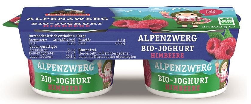 HIMBEERJOGHURT (3,9 % FETT IN MILCH) BIO GLUTENFREI (2 x 100 g) 200 g - BERCHTESGADENER LAND - Biogo.de