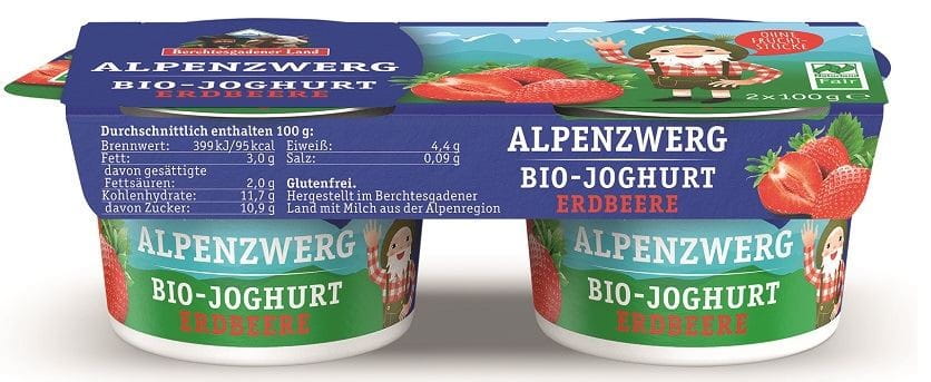 ERDBEER JOGHURT (3,9 % FETT IN MILCH) BIO GLUTENFREI (2 x 100 g) 200 g - BERCHTESGADENER LAND - Biogo.de