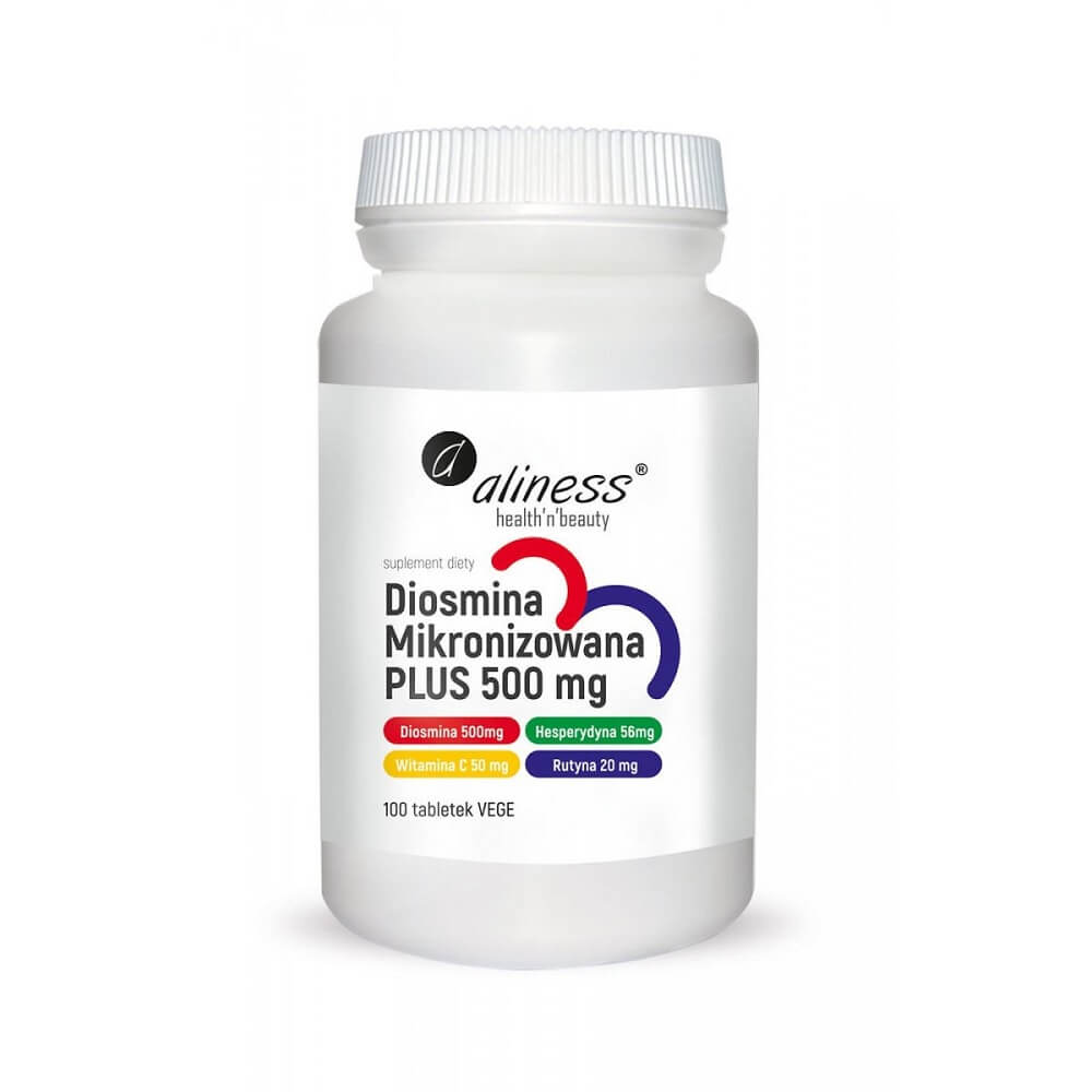 Mikronisierte Diosmin, Hesperadin, Vitamin C und Rutin in 100 Tabletten von ALINESS, Nahaufnahme der Verpackung