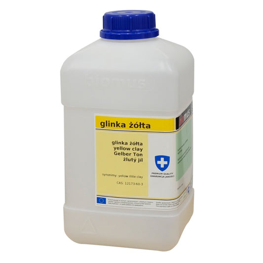 Gelbe Tonerde von BIOMUS, 1kg, feine pulverförmige Mineralerde, ideal für Hautpflege und kosmetische Anwendungen.