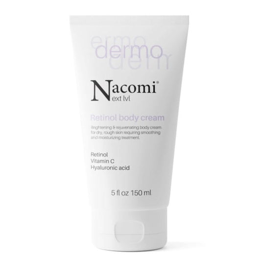 Nacomi aufhellende und verjüngende Creme in 150 ml, zeigt die weiße Creme in einem eleganten Tiegel.