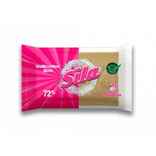 Sila Haushaltsseife von ROSYJSKIE in 200 g, festes Reinigungsmittel mit natürlicher Pflege, sichtbare Seifenstück auf weißem Hintergrund