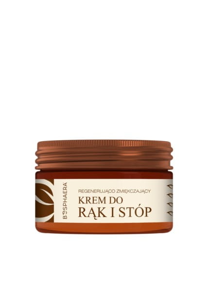 Bosphaera Hand- und Fußcreme mit 15% Urea, 100 g, zeigt die cremige Textur und Anwendung auf trockener Haut.