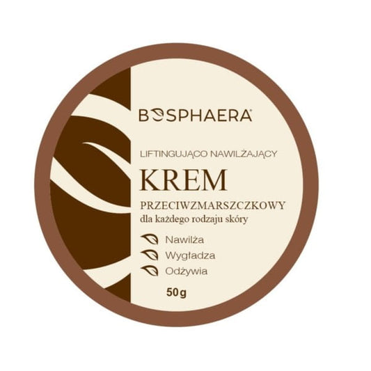Hautpflege mit Bosphaera Anti-Falten-Creme, 100 g, zeigt die cremige Textur und Anwendung auf der Haut.