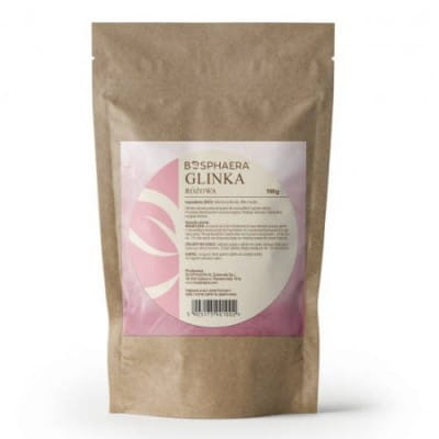 Rosa Tonerde in 100 g Verpackung von BOSPHAERA, natürliche kosmetische Tonerde mit rosa Farbton, für Hautpflege und Maske