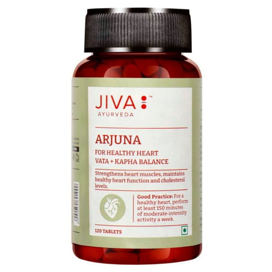 JIVA Ayurveda Arjuna Kapseln, 120 Stück, natürliche Kräuterergänzung mit Arjuna für Herzgesundheit, in dunklem Flaschendesign