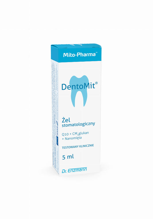 DentoMit 5 ml Flasche von Dr. Enzmann MSE, zahnmedizinisches Produkt zur Mundpflege, in einer transparenten Flasche mit Etikett