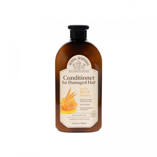 Haarspülung mit Honig von HERBAL TRADITIONS in einer 500 ml Flasche, zeigt die Verpackung und Produktdetails.