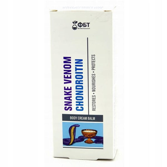 Körperlotion mit Chondroitin und Viperngift in 75 ml, von UKRAIŃSKIE KOSMETYKI, zeigt die Lotion in einer Flasche.