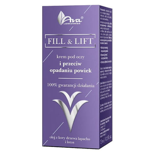 AVA Fill&Lift Augencreme gegen hängende Augenlider, 15 ml, cremige Textur, für straffere und jugendlich wirkende Augenpartie