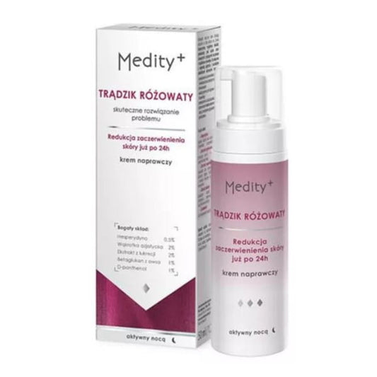 AVA Medity+ Rosacea Reparaturcreme in 50 ml Glasbehälter, pflegt empfindliche Haut und reduziert Rötungen.