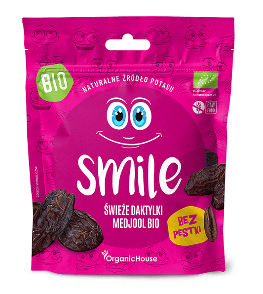 Medjool Datteln ohne Stein, bio und organisch, in 100 g Packung, von ORGANIC HOUSE, frisch und saftig.
