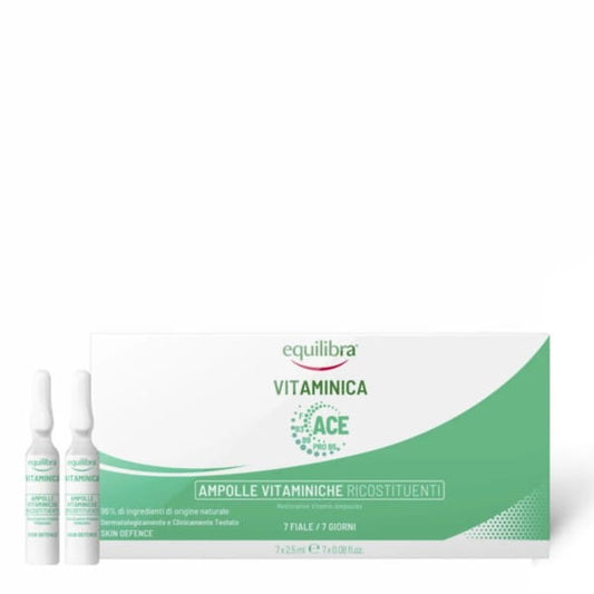 Reparatur-Vitamin-Ampullen von EQUILIBRA, 7,5 ml, zeigt die Flasche mit Pipette und Vitaminica Label.