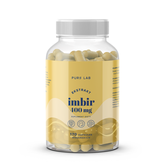 Pure Lab Ingwer-Extrakt 400 mg in 170 Kapseln, natürliche Ingwer-Tabletten für Gesundheit und Wohlbefinden.