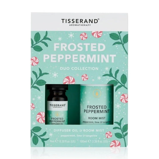 Tisserand Aromatherapy Frosted Peppermint Duo: Diffusoröl und Raumnebel in 9 ml und 100 ml Flaschen, erfrischender Minzduft
