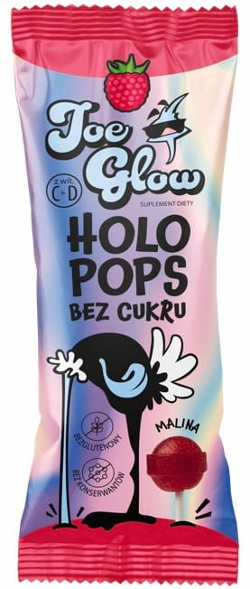 Zuckerfreier HOLOPOPS Mailin-Aroma-Kugel-Lutscher von JOE GLOW, 8g, mit bunten Kugeln und fruchtigem Geschmack im Bild.