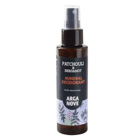 MAROKO Arganove Deo Mineral Alaun mit Patchouli, 100 ml Flasche, natürlicher Deoschutz mit ätherischen Patchouli-Noten.