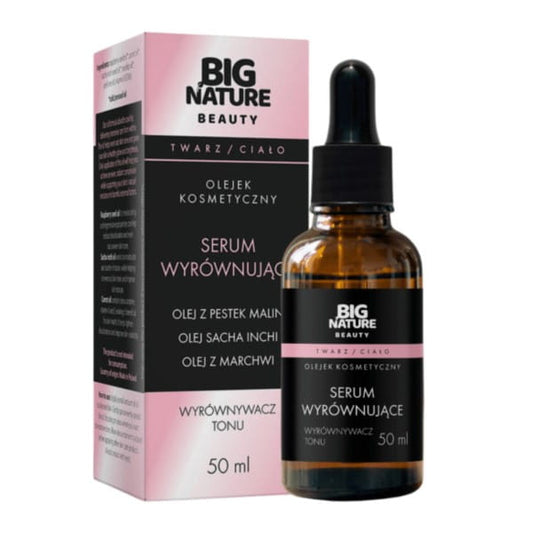Großes Natur Ausgleichendes Serum von BIG NATURE, 50 ml, für Gesicht und Körper, Flasche mit Dosierspumpe, cremige Textur
