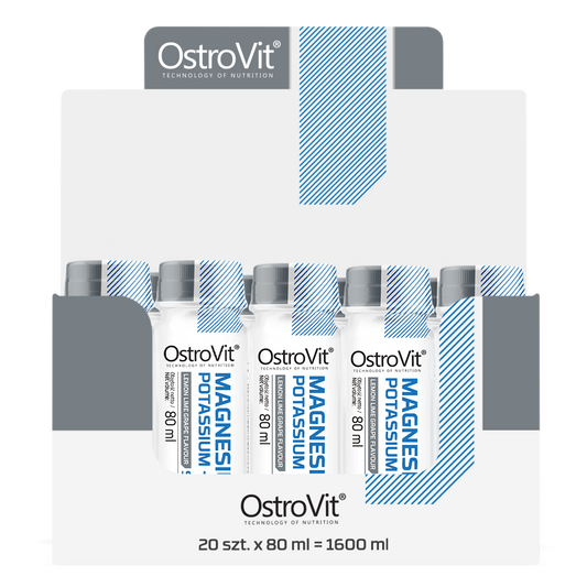 OSTROVIT Magnesium-Kalium + B6 Shot Flasche, 80 ml, zur Unterstützung des Mineralstoffhaushalts, in 20er Packung