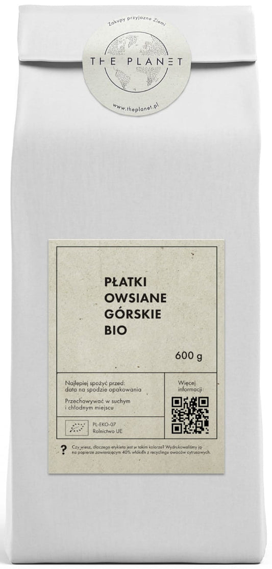 Bio Mountain POTS von THE PLANET, 600 g, zeigt eine Packung mit nachhaltigem Bio-Kräutermischung in grüner Verpackung.
