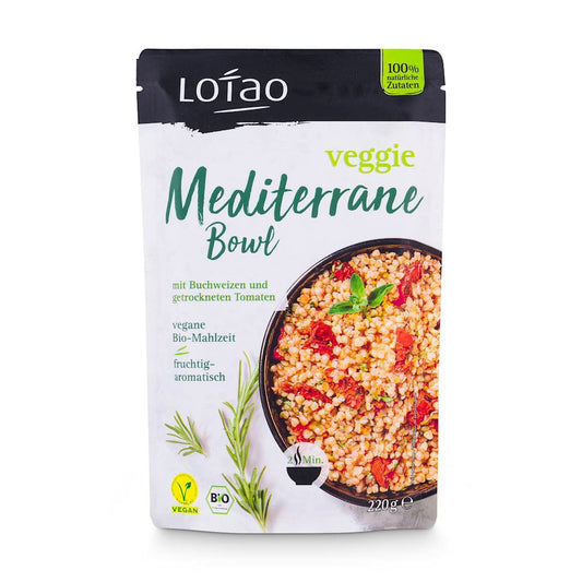 Vegane mediterrane Schale BIO von LOTAO, 220 g, mit frischen, natürlichen Zutaten, perfekt für gesunde Mahlzeiten.
