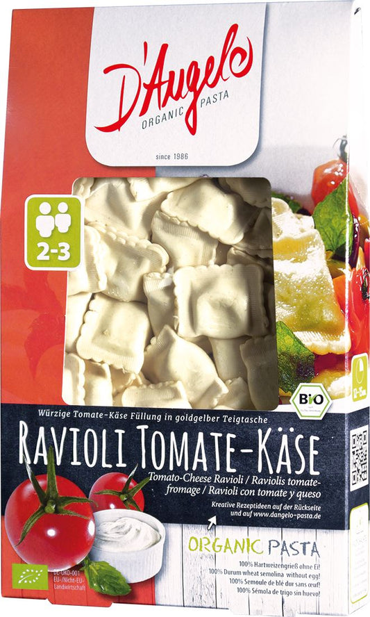 Bio Ravioli mit Tomaten und Ricotta-Käse von D'ANGELO, frisch und lecker, 250 g, für authentische italienische Gerichte